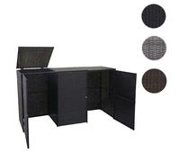 habillage pour 3 poubelles HWC-E25, abri pour poubelles, couverture pour poubelles, poly rotin 3x120l ~ noir