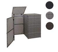 habillage pour 2 poubelles HWC-E25, abri pour poubelles, couverture pour poubelles, poly rotin 2x120l ~ gris