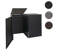 habillage pour 2 poubelles HWC-E25, abri pour poubelles, couverture pour poubelles, poly rotin 2x120l ~ noir