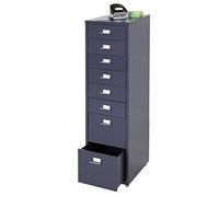 Mendler Caisson à roulettes Boston T851 109x28x44 cm 8 tiroirs Gris foncé