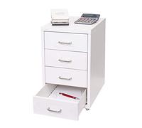 Mendler Caisson à roulettes Boston T851 48x28x41cm 4 tiroirs Blanc
