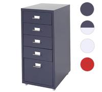 Caisson à roulettes Boston T851, placard à tiroirs en acier, 69x28x44cm 5 tiroirs gris foncé