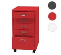 Mendler Caisson de bureau 5 tiroirs - Rouge