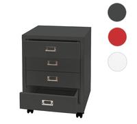 Caisson à roulettes HWC-L49, armoire à tiroirs acier armoire à dossiers, métal 55x40x41cm 4 tiroirs gris foncé