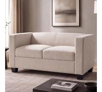 Mendler Canapé 2 Places Lille canapé Lounge Tissu Chenille 136 cm Beige