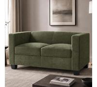 Mendler Canapé 2 Places Lille canapé Lounge Tissu Chenille 136 cm Vert