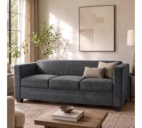 Mendler Canapé 3 Places Lille canapé Lounge 3 Places Tissu Chenille (260 g/m²) Gris foncé