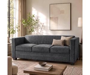 Mendler Canapé 3 Places Lille canapé Lounge 3 Places Tissu Chenille (260 g/m²) Gris foncé