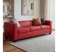 Canapé / sofa M65, 3 places, 191x75x70cm, simili-cuir, rouge Rouge G