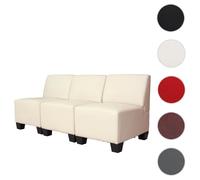 Canapé modulaire à 3 places Lyon, similicuir crème, sans accoudoirs