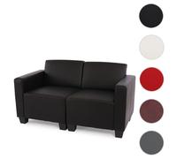 Canapé 2 places lounge/salon Lyon, modulable simili-cuir, noir