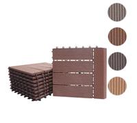 Carreau De Sol Wpc Rhône + Bordure, Aspect Bois 11x Chaque 30x30cm = 1m² Premium Café Linear Waagrecht Marron