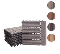 Carreau De Sol Wpc Rhône + Bordure, Aspect Bois,11x Chaque 30x30cm = 1m² Premium Gris Linéaire Horizontal Gris