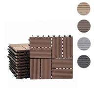 Carreaux En Wpc Rhone, Aspect Bois Pour Terrasse, 11 Carreaux À 30x30cm = 1m² Premium, Coffee Rectangulaire Marron