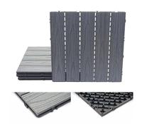 Carreaux En Wpc, Hwc-E21, Aspect Bois Pour Terrasse, Structure 3-D, Enduit Gris 4 Carreaux À 50x50 Cm = 1 M² Gris