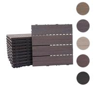 Carreaux En Wpc, Hwc-E20, Aspect Bois,Pour Terrasse, Structure 3-D 11 Carreaux À 30x30 Cm = 1 M² Gris-Marron Gris