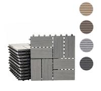 Carreaux En Wpc Rhone, Aspect Bois Pour Balcon/Terrasse, 11 Carreaux À 30x30cm = 1m² Premium, Gris Rectangle Gris