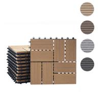 Carreaux En Wpc Rhone, Aspect Bois Pour Terrasse, 11 Carreaux À 30x30cm = 1m² Premium, Teak Rectangulaire Marron