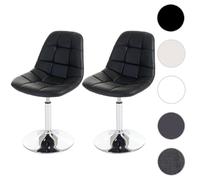 Mendler 2X Chaise de Salle à Manger Cascina, Fauteuil pitovante, Chrome - Similicuir Noir