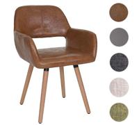 Chaise de salle à manger Altena II, fauteuil, design rétro des années 50 similicuir, aspect daim Marron