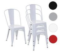 4x chaise de bistro HWC-A73, chaise empilable, métal, design industriel blanc