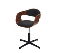 Mendler Chaise de bureau HWC-H46 - Réglable en hauteur - Bois courbé noyer - Tissu gris foncé
