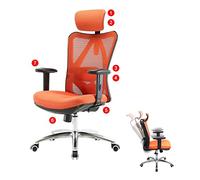 Mendler Chaise de Bureau HWC-J86 Charge maximale 150kg sans Repose-Pieds Orange