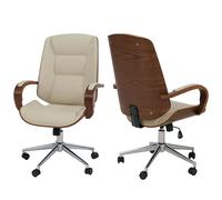 Mendler Chaise de Bureau HWC-O83 (280 g/m²) Bois courbé certifié MVG Aspect Noyer crème