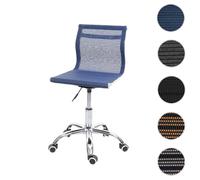 Chaise de bureau HWC-K53, chaise pivotante chaise de bureau chaise d'ordinateur, tissu résille/textile bleu