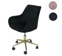 Chaise de bureau HWC-J62, chaise pivotante chaise de bureau chaise inclinable, velours avec accoudoirs pied doré noir