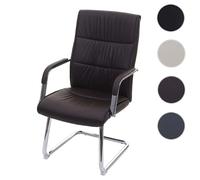 Chaise de conférence HWC-A49, chaise visiteur cantilever, similicuir brun