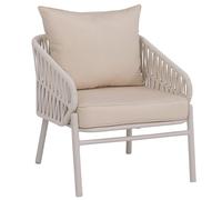 Chaise de jardin en aluminium HWC-P90, fauteuil lounge d'extérieur, tissu tressé Rope/textile (180 g/m²) ~ crème