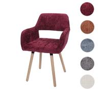 Chaise de salle à manger HWC-A50 II, chaise de cuisine chaise rembourrée, bois tissu/textile chenille (465g/m²) MVG bordeaux
