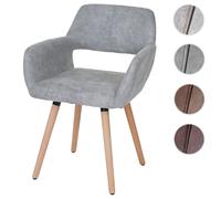 Chaise de salle à manger HWC-A50 II, fauteuil, design rétro des années 50 tissu, gris béton