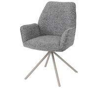 Mendler Chaise de Salle à Manger HWC-G67, pivotante, piètement crème, Tissu Gris Clair