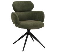 Mendler Chaise de Salle à Manger HWC-O77 Tissu (310 g/m²) Chenille Oeko-Tex Vert Olive