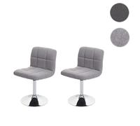 Mendler 2X Chaise de Salle à Manger Kavala, Tissu/Textile Chrome Pivotant - Gris Clair