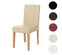 Chaise de salle à manger Littau, chaise de cuisine, cuir crème, pieds clairs