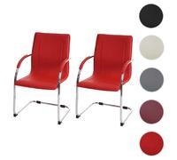2x Chaise de salle à manger Samara, chaise cantilever, chaise de cuisine avec dossier, PVC acier rouge