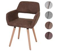 Chaise de salle à manger HWC-A50 II, fauteuil, design rétro des années 50 tissu, marron