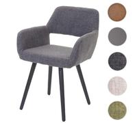 Chaise de salle à manger HWC-A50 II, style rétro années 50 tissu, gris, pieds foncés