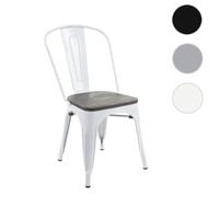 Chaise HWC-A73 in ssise en bois, chaise de bistrot empilable, métal design industriel empilable ~ blanc