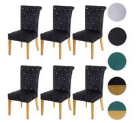 Mendler Chaises de salle à manger HWC-D22 Lot de 6 – Velours noir, rivets, pieds dorés