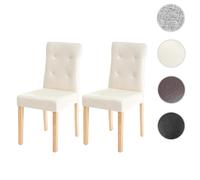 2x chaise de salle à manger HWC-E58, fauteuil similicuir crème, pieds clairs