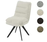 Mendler Chaise de salle à manger HWC-G66 – Tissu/Textile Bou ertifié MVG – Blanc crème