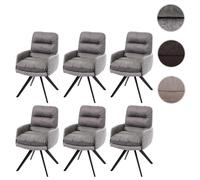 6x Chaise de salle à manger HWC-G66, cuisine,pivotante,auto-position,tissu gris clair-gris, avec accoudoirs
