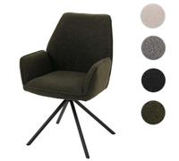 Chaise de salle à manger HWC-G67, chaise de cuisine Accoudoir, pivotant Auto-Position, tissu/textile Bouclé Öko-Tex MVG ~ vert olive