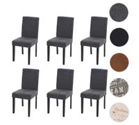 Lot de 6 chaises de salle à manger Chaise de cuisine Littau textile, gris anthracite, pieds foncés