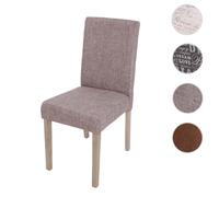 Chaise de salle à manger Littau, chaise de cuisine, tissu/textile gris, pieds marron
