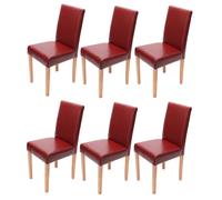Lot de 6 chaises de séjour Littau cuir reconstitué rouge, pieds clairs